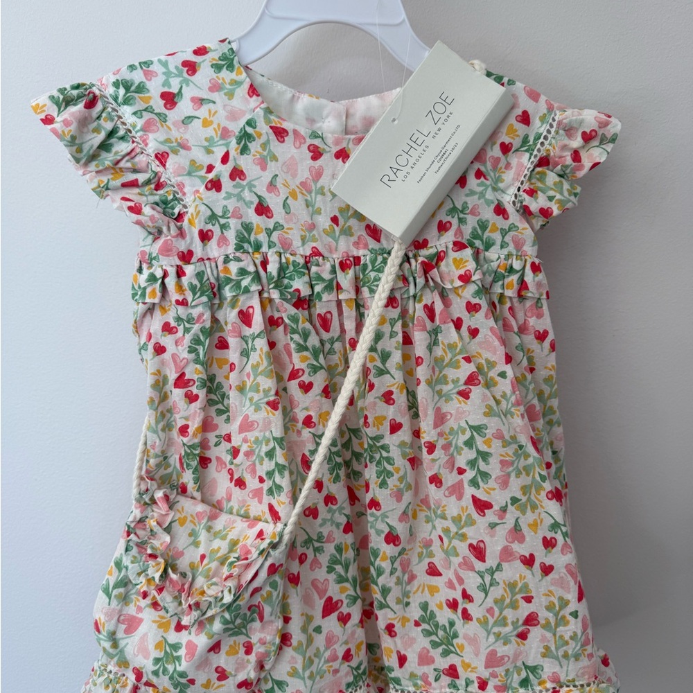 Rachel Zoe Floral Dress with Hearts and Matching Purse, NWT, 18 months